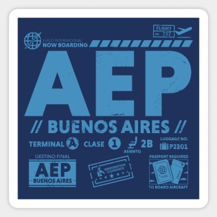 Vintage Buenos Aires AEP Airport Code Travel Day Retro Travel Tag Magnet